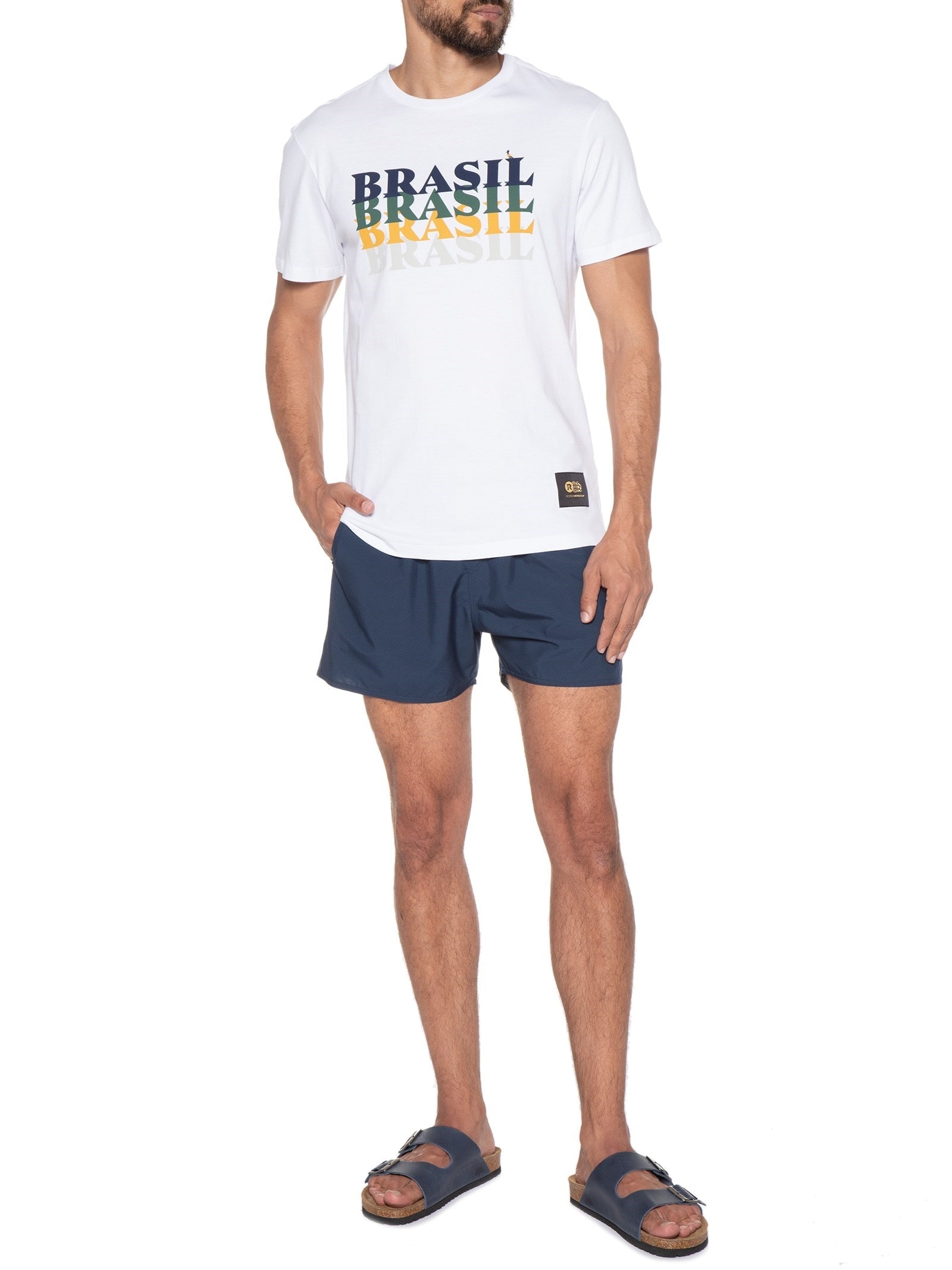 Short Masculino De Praia Liso Básico Azul Reserva