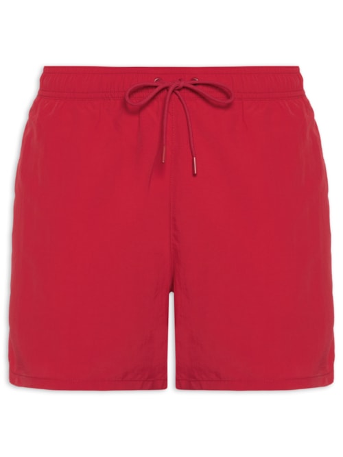 Short Masculino De Praia Médio Com Cordão - Vermelho