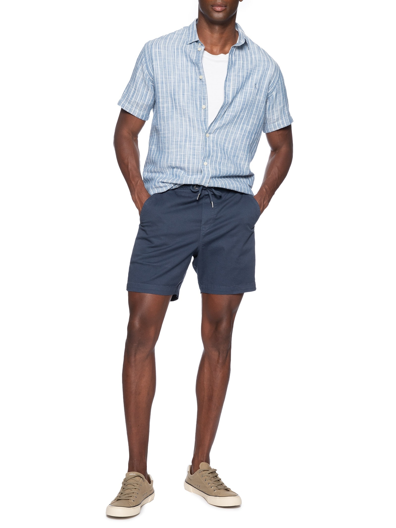 Short Masculino Elástico Estonado Azul Reserva