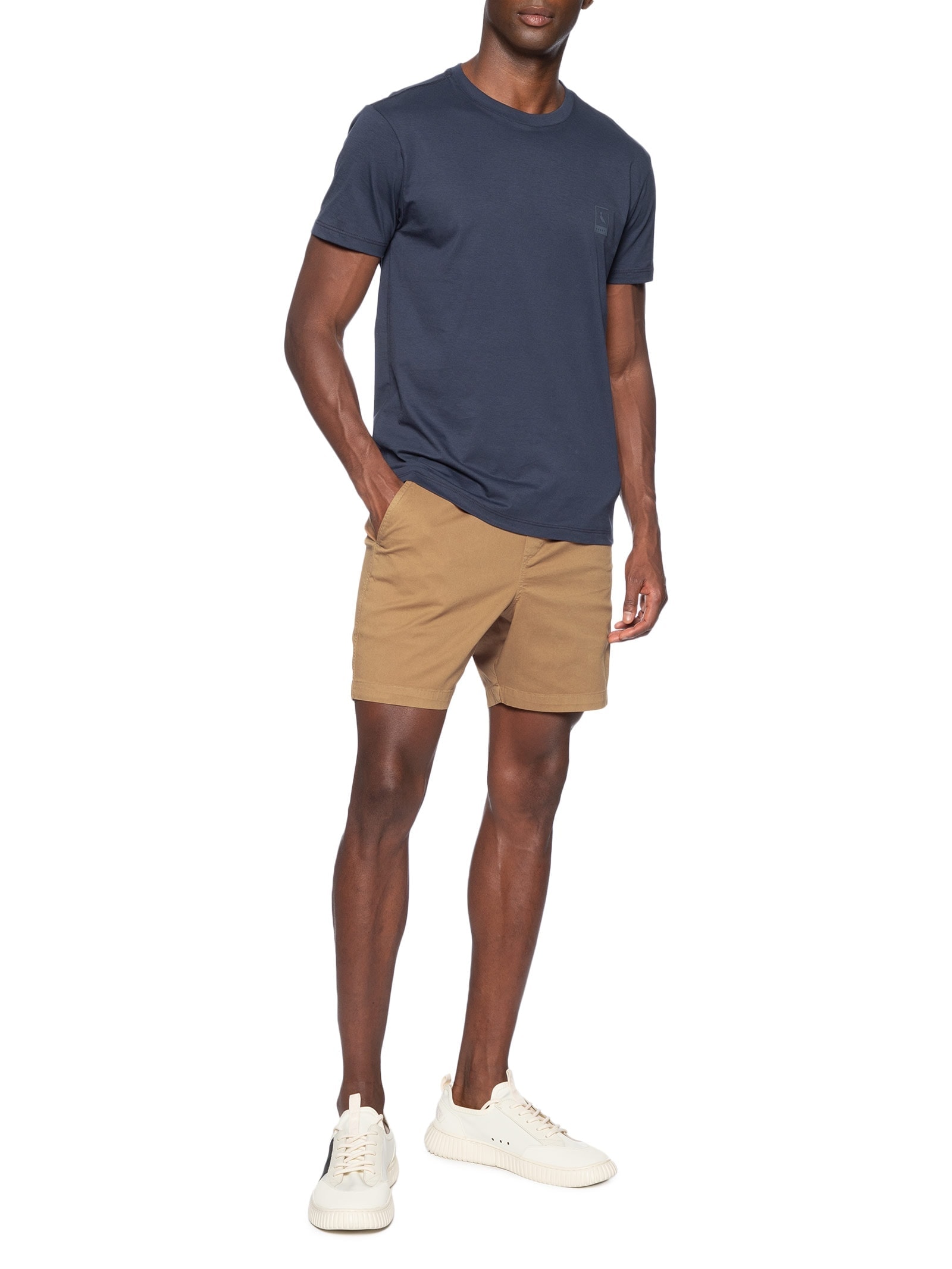 Short Masculino Elástico Estonado Marrom Reserva