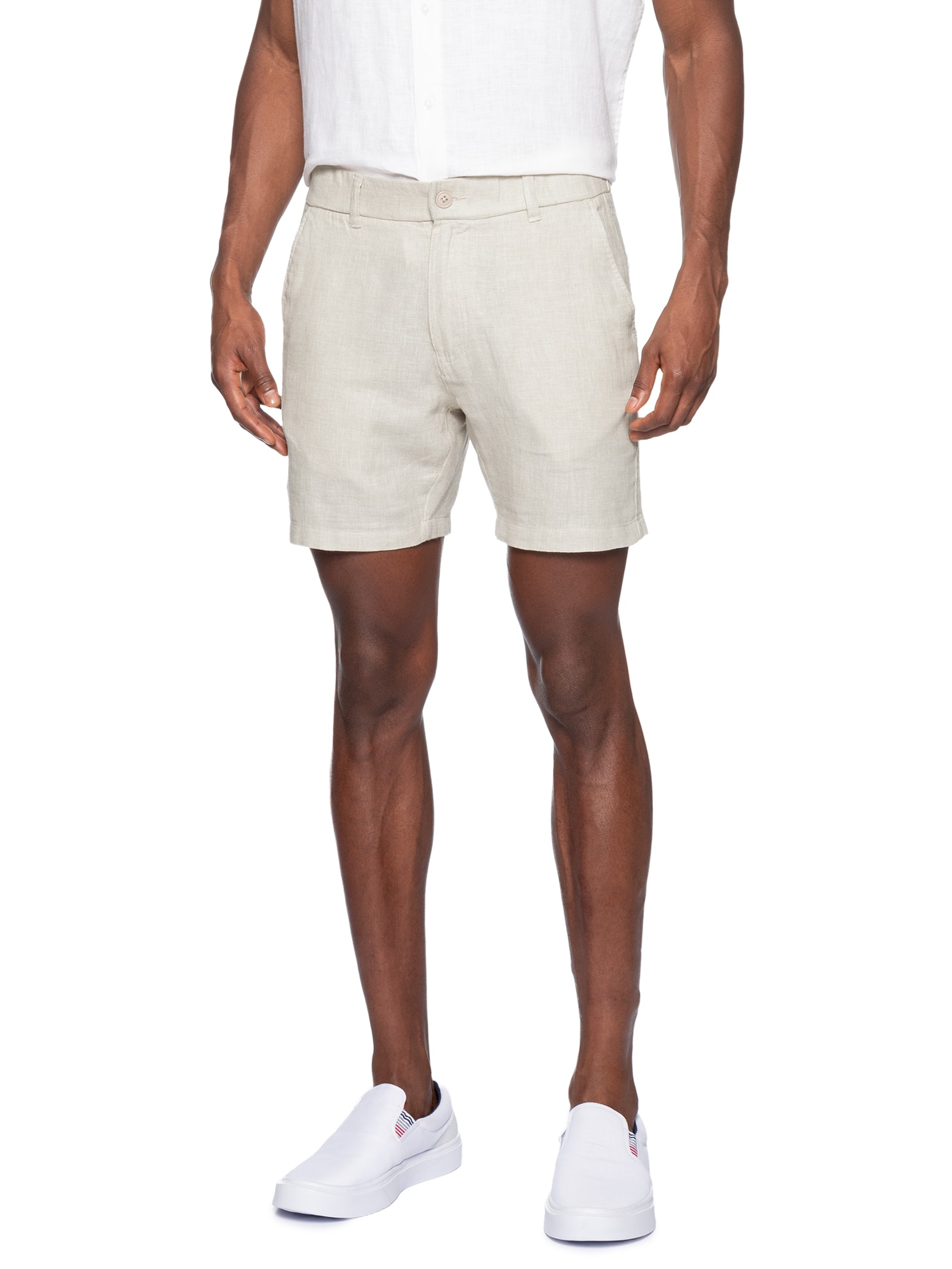 Short Masculino em Blend Linho Bege '2 Essential