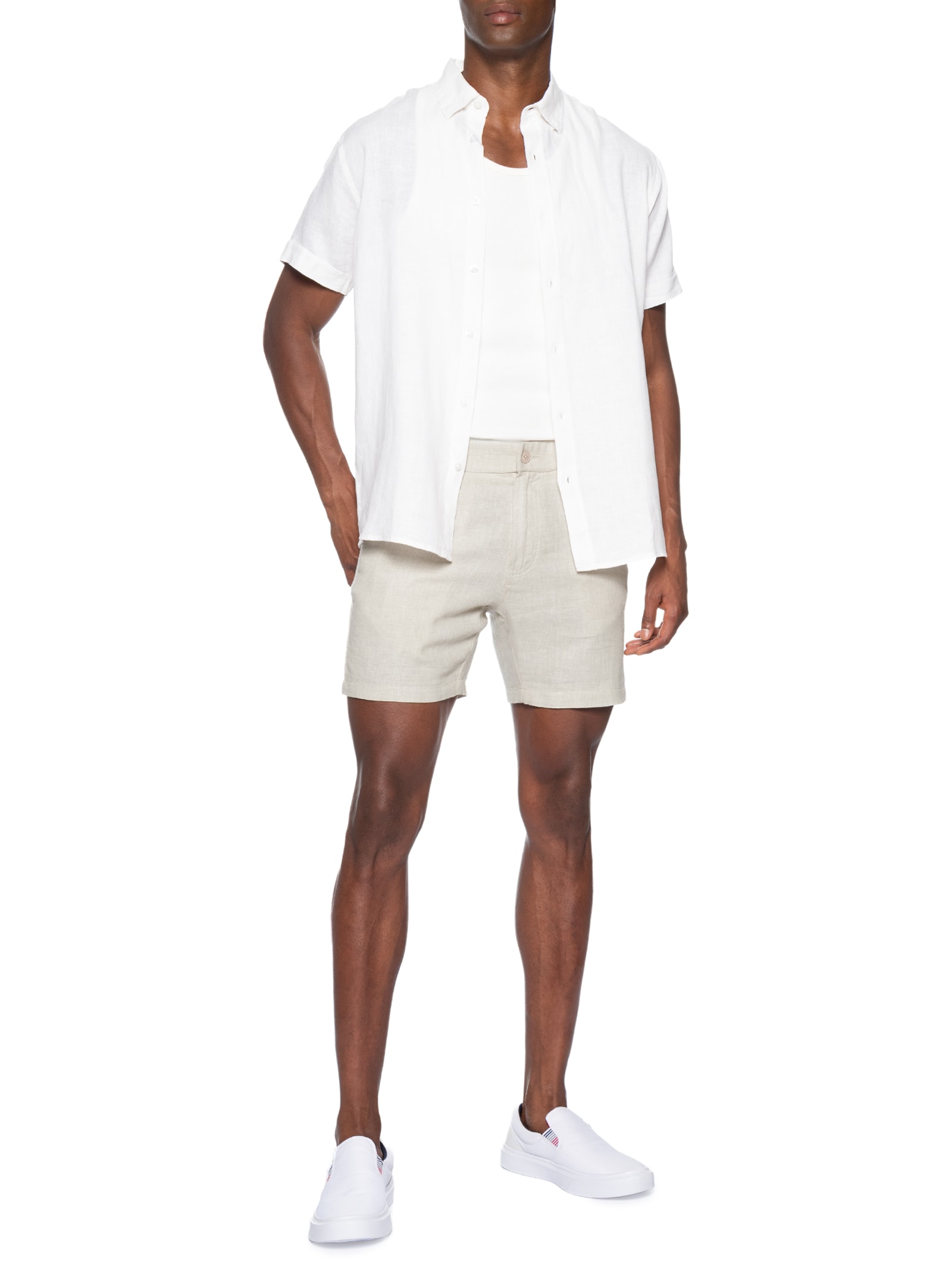 Short Masculino em Blend Linho – Bege '2 Essential