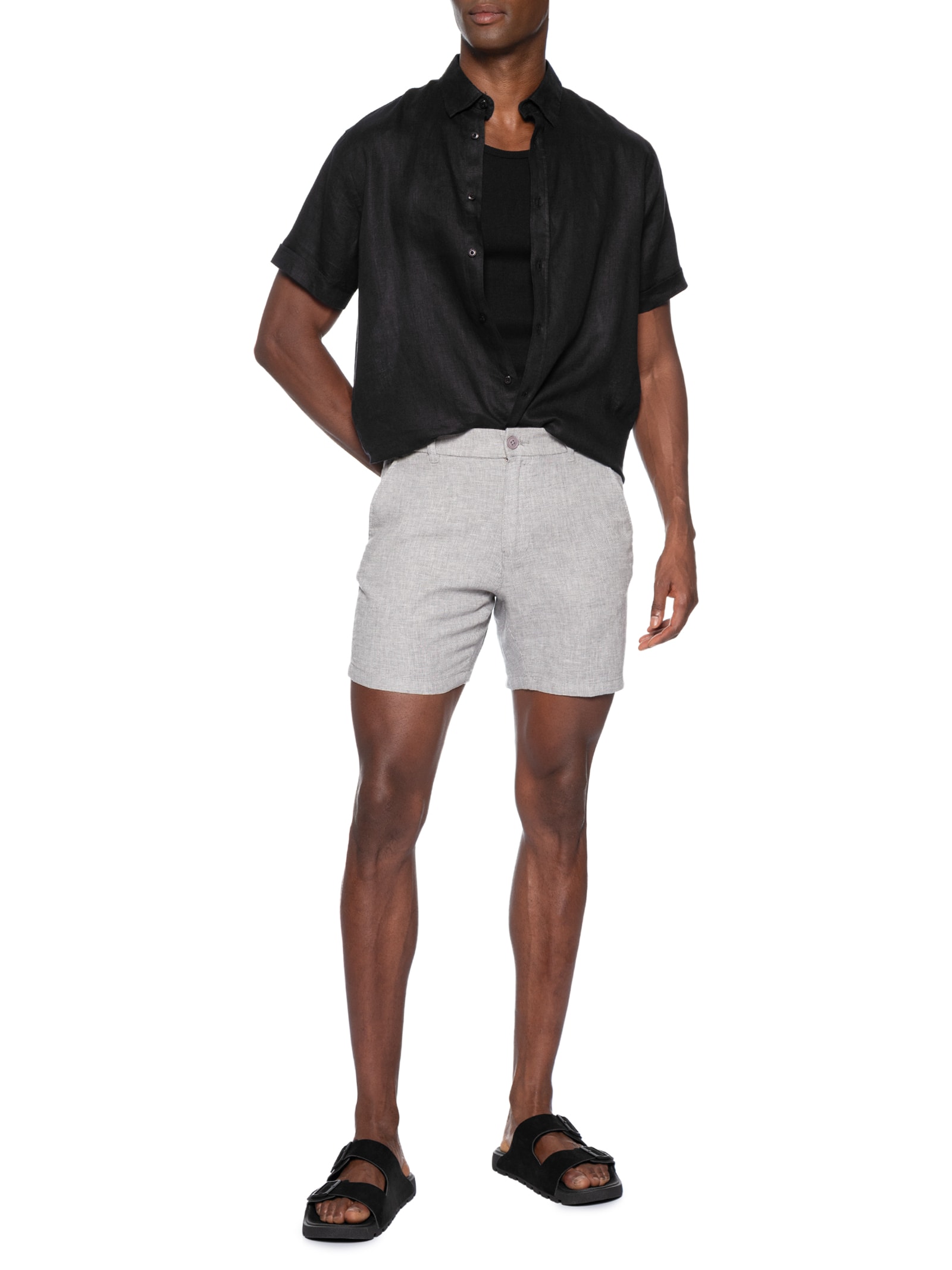 Short Masculino em Blend Linho – Cinza '2 Essential