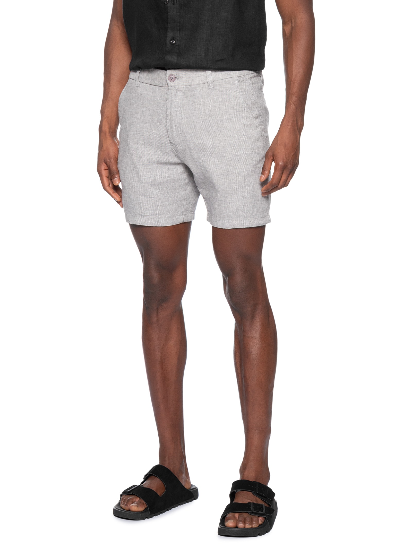 Short Masculino em Blend Linho – Cinza '2 Essential