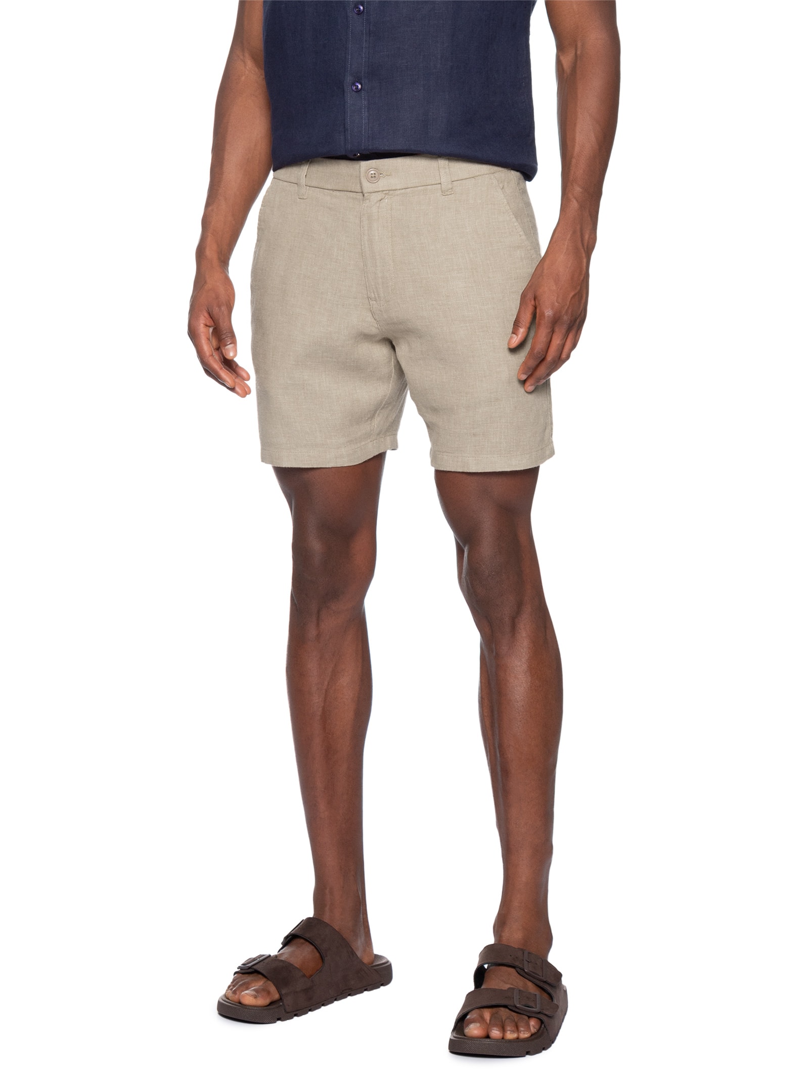 Short Masculino em Blend Linho – Marrom '2 Essential