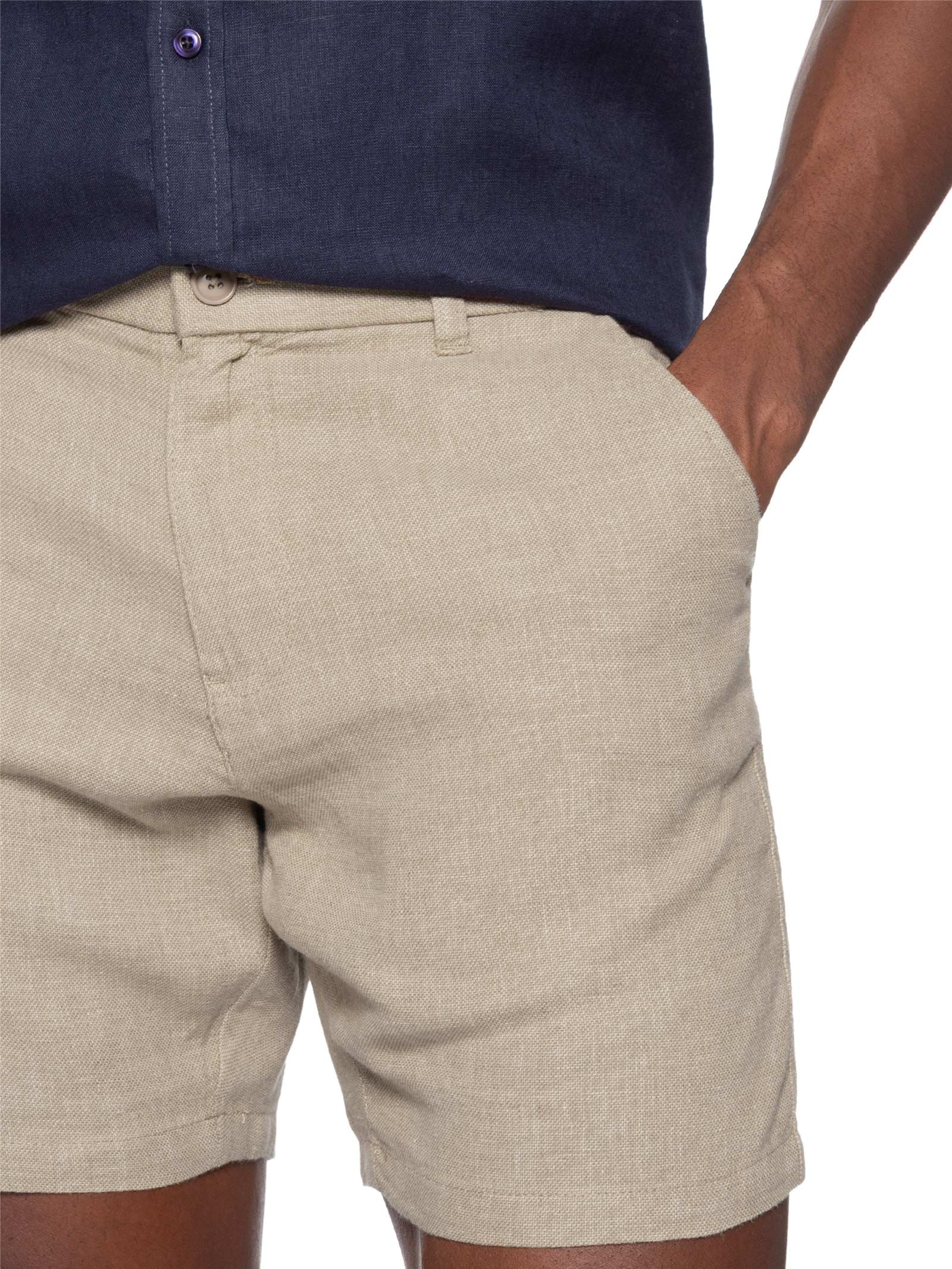 Short Masculino em Blend Linho – Marrom '2 Essential