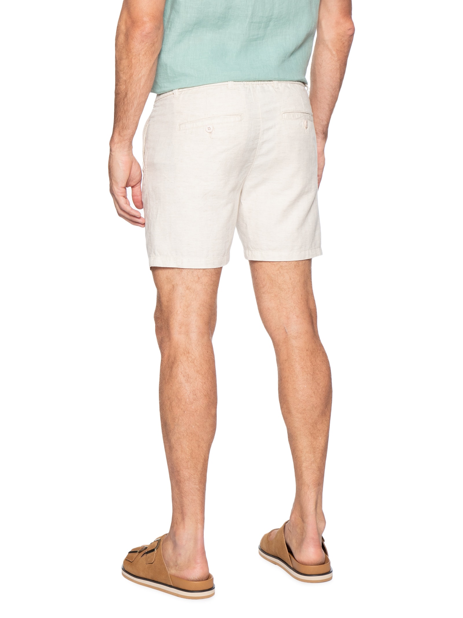 Short Masculino Em Misto Linho Bege '2 Essential