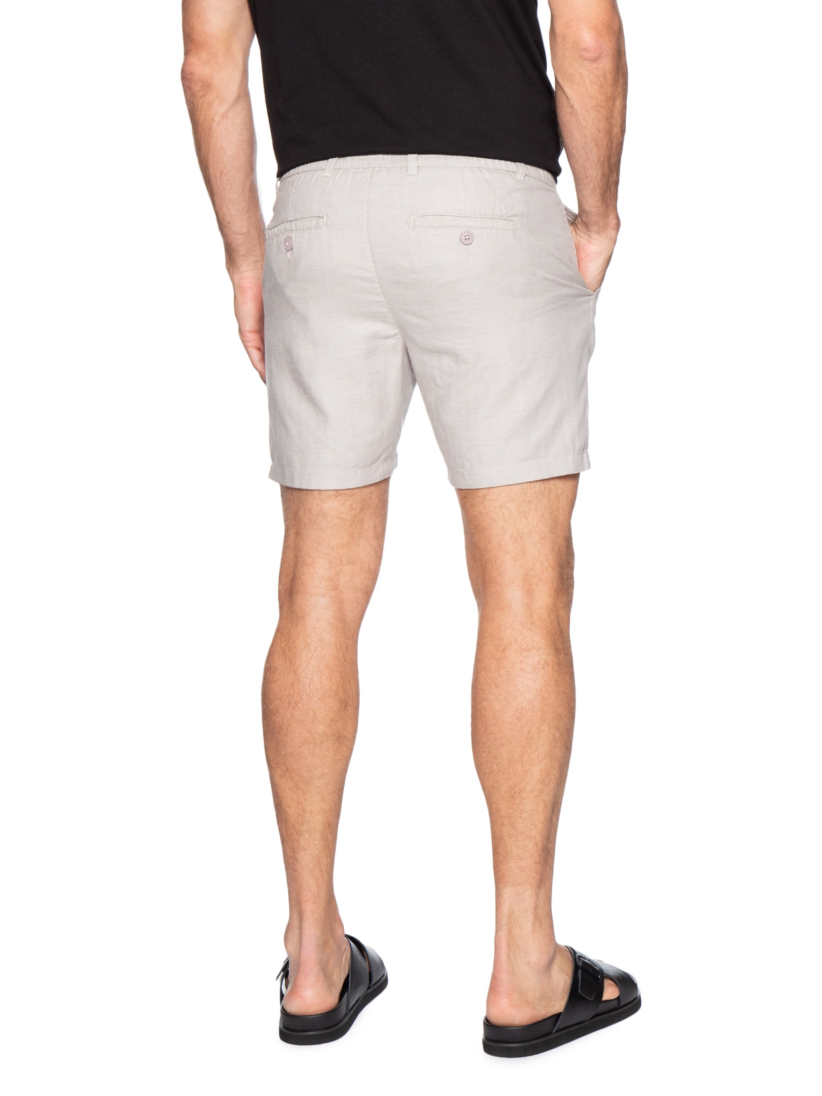Short Masculino Em Misto Linho Cinza '2 Essential