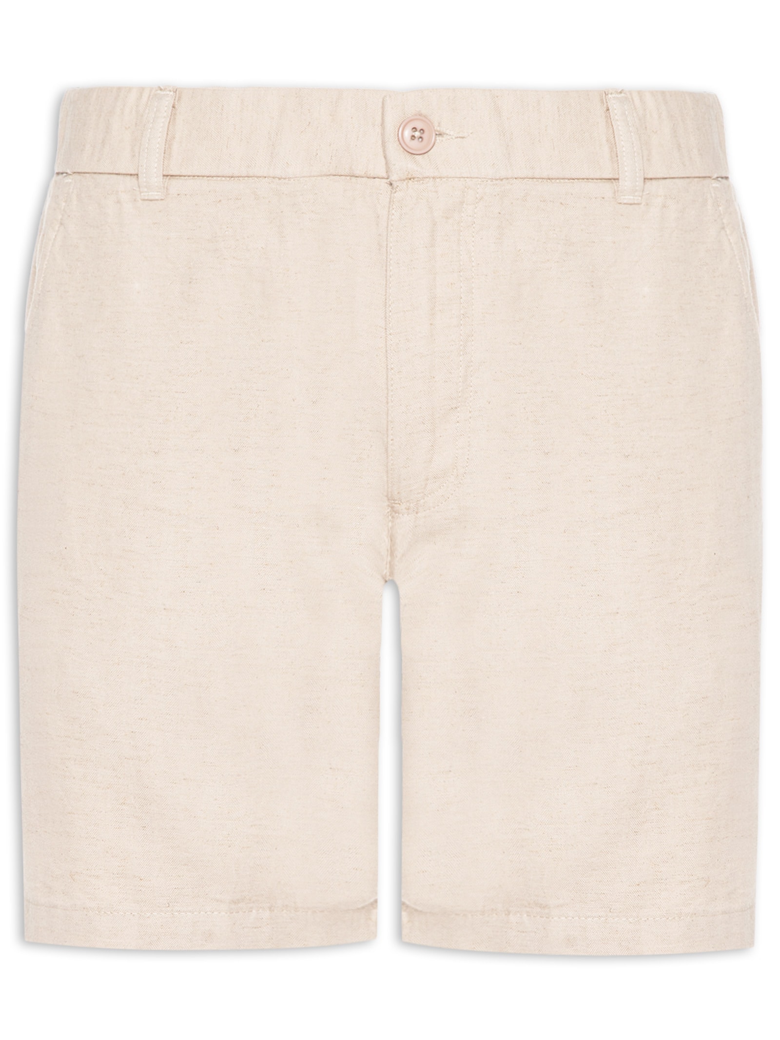 Short Masculino Em Misto Linho Marrom '2 Essential