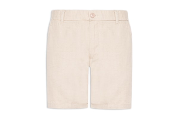 Short Masculino Em Misto Linho - Marrom