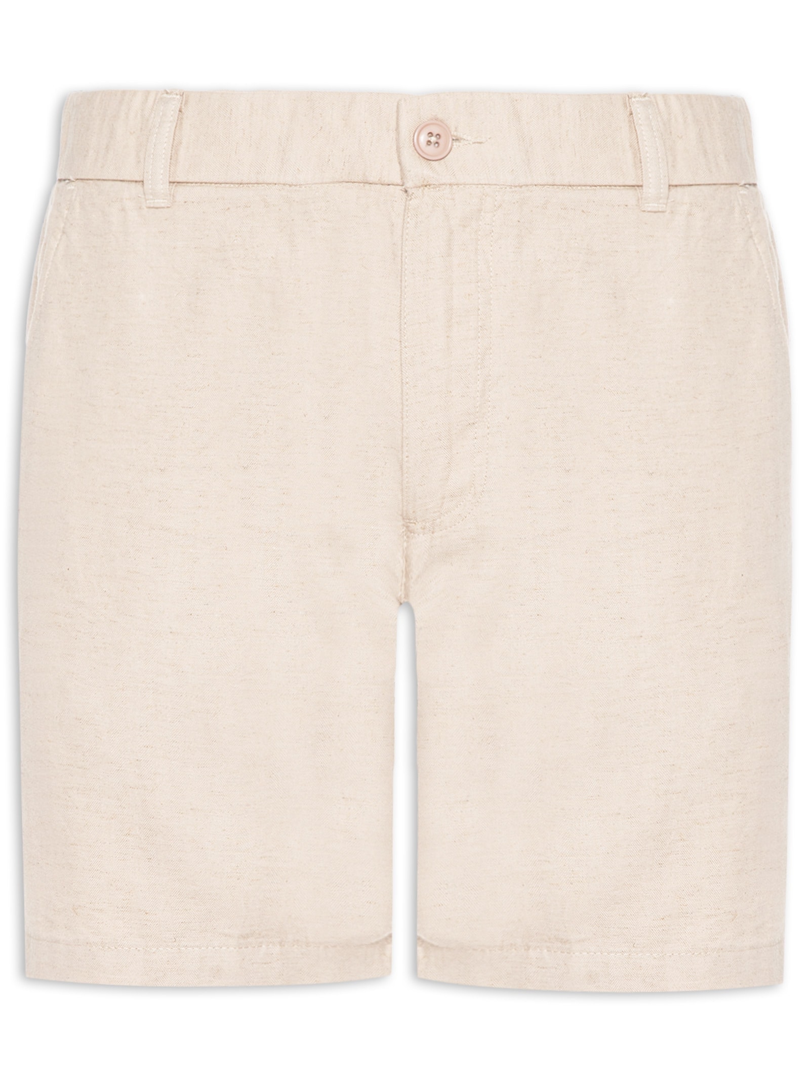 Short Masculino Em Misto Linho Marrom '2 Essential