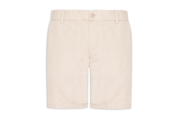 Short Masculino Em Misto Linho - Marrom