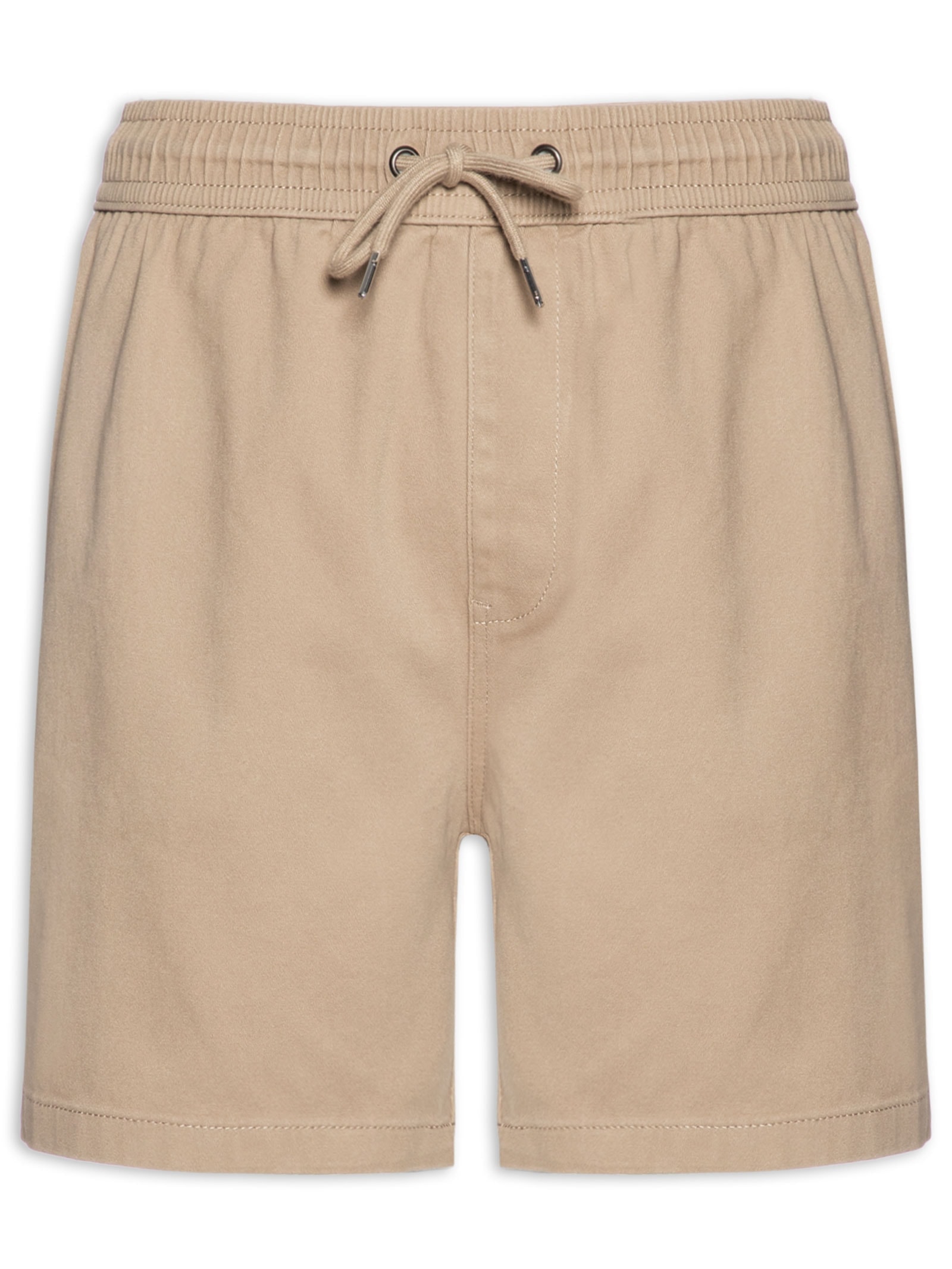 Short Masculino Em Sarja Com Elástico No Cós Bege Basiq Men