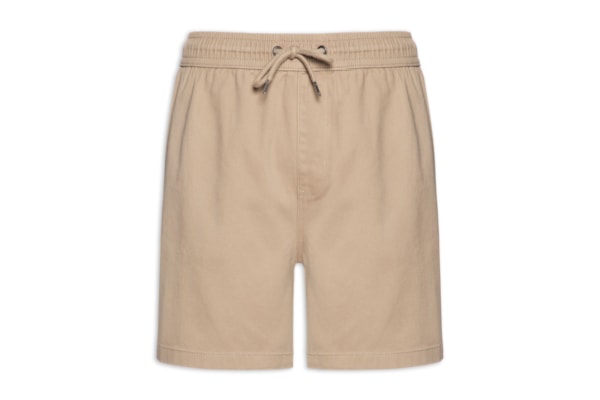 Short Masculino Em Sarja Com Elástico No Cós - Bege