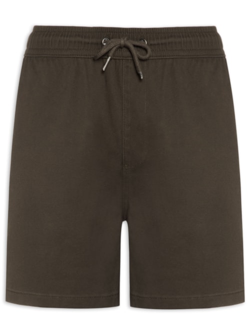 Short Masculino Em Sarja Com Elástico No Cós – Marrom