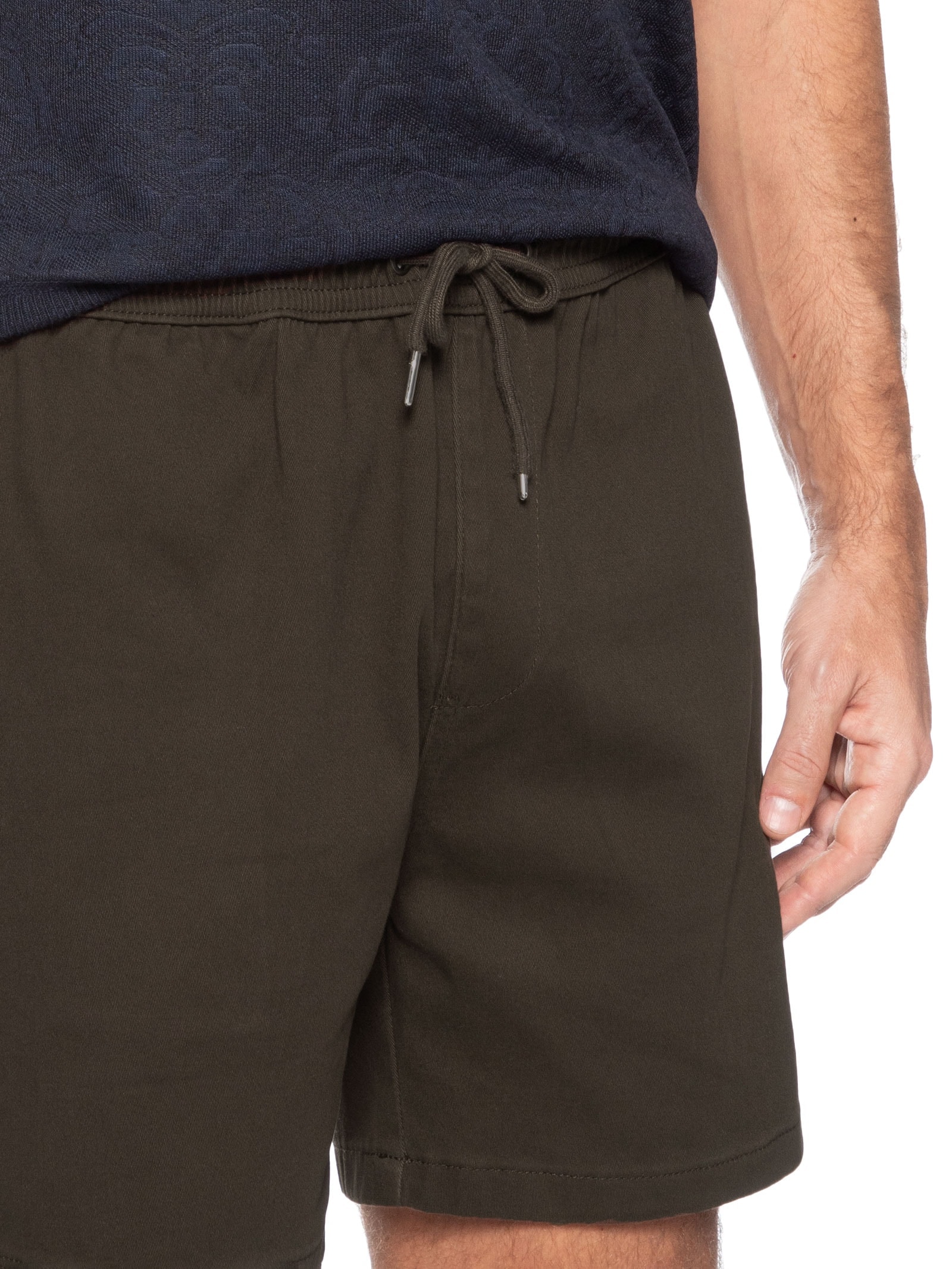 Short Masculino Em Sarja Com Elástico No Cós Marrom Basiq Men