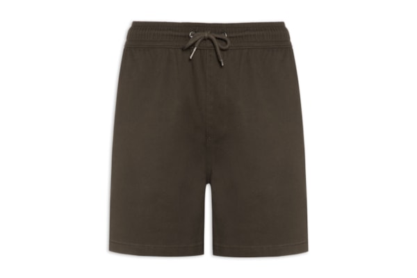 Short Masculino Em Sarja Com Elástico No Cós - Marrom