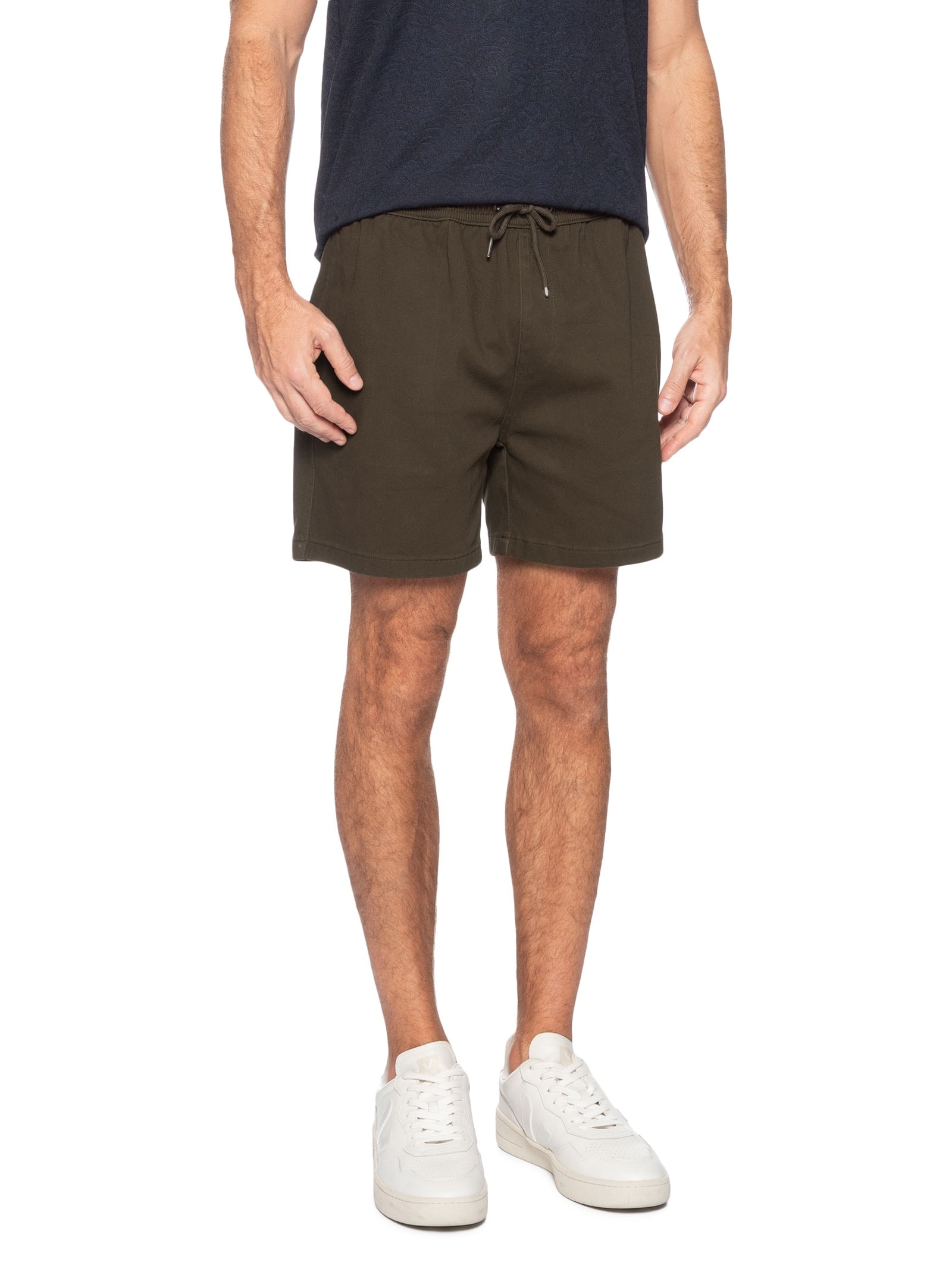 Short Masculino Em Sarja Com Elástico No Cós Marrom Basiq Men