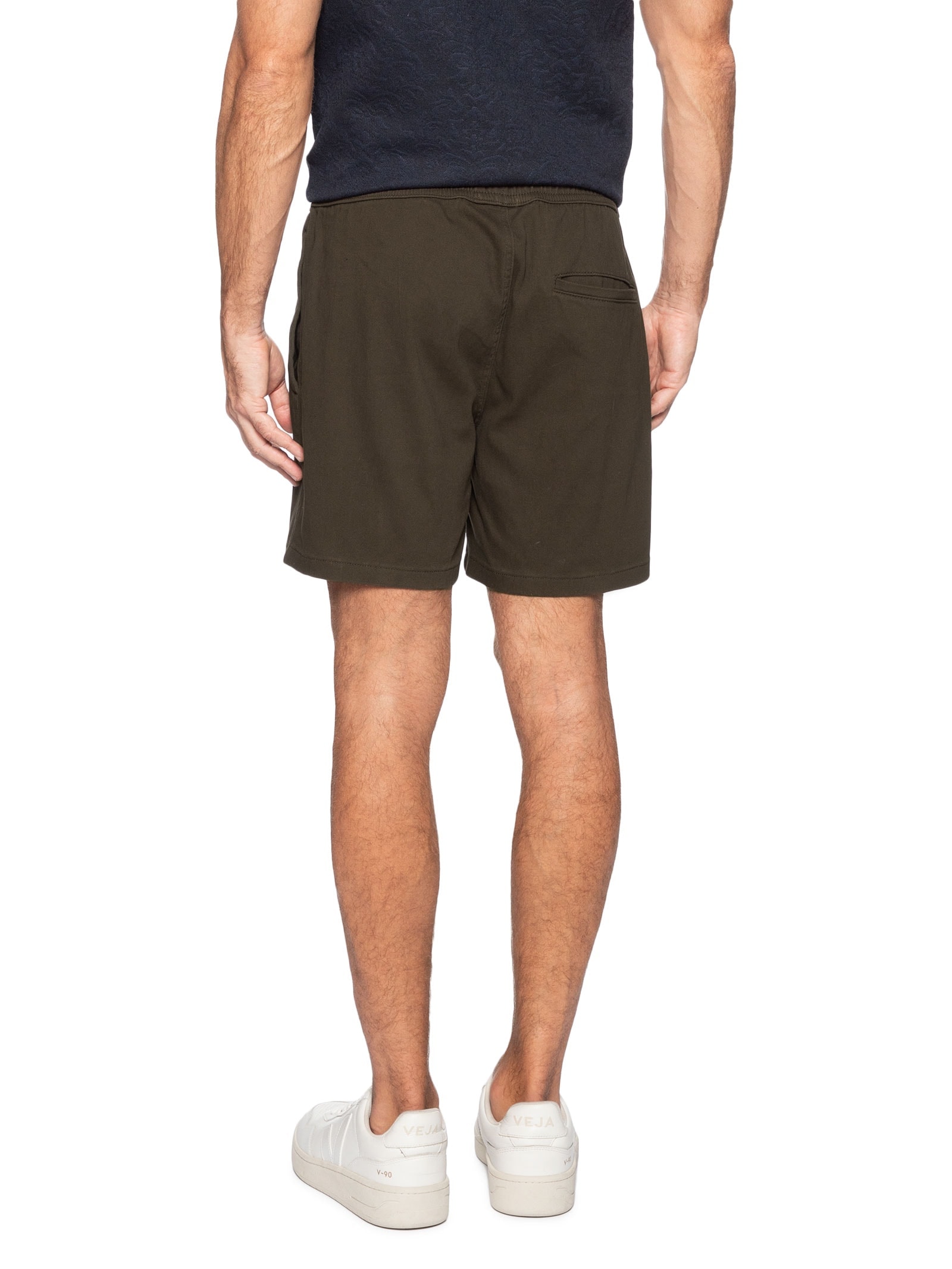 Short Masculino Em Sarja Com Elástico No Cós Marrom Basiq Men