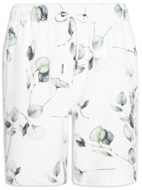 Short Masculino Estampado Beachwear – Branco