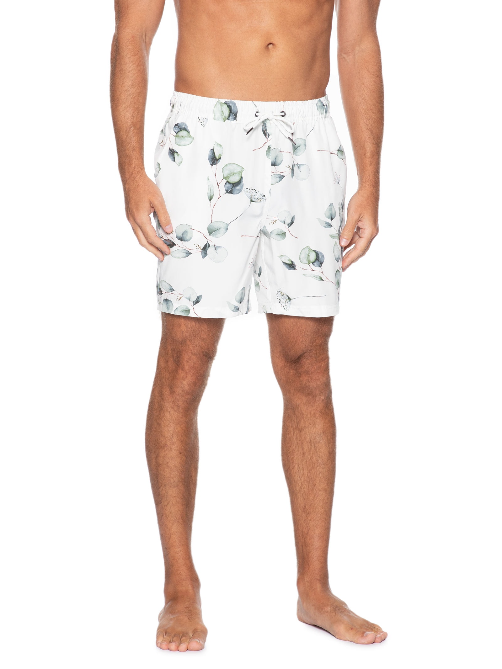 Short Masculino Estampado Beachwear Branco Basiq Men