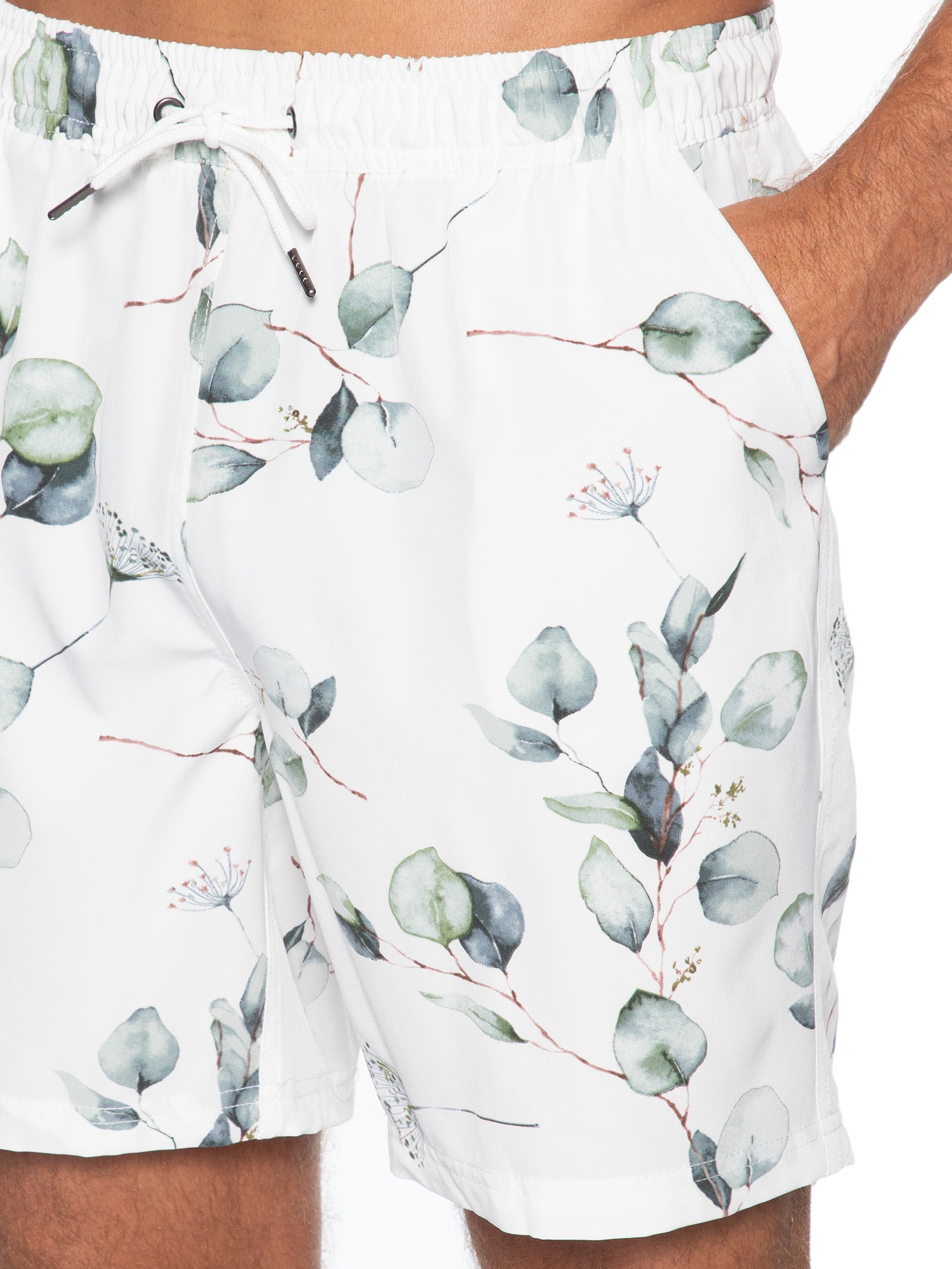 Short Masculino Estampado Beachwear Branco Basiq Men