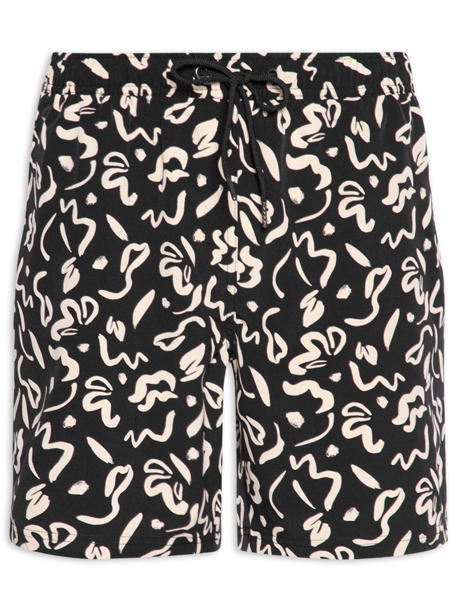 Short Masculino Estampado Beachwear Preto Basiq Men