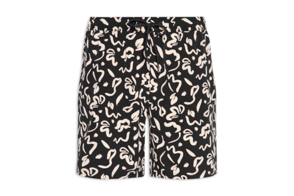Short Masculino Estampado Beachwear - Preto