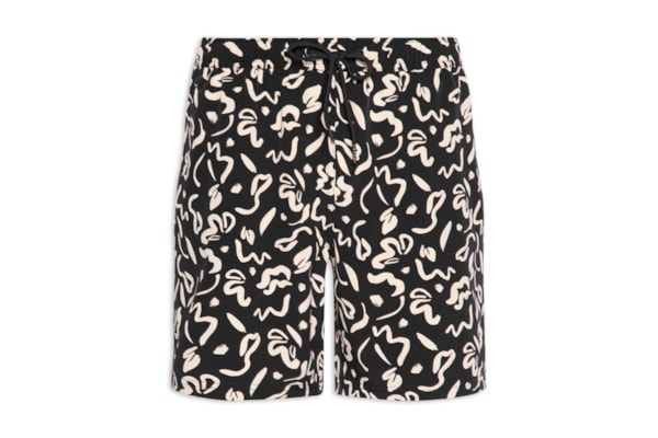 Short Masculino Estampado Beachwear - Preto