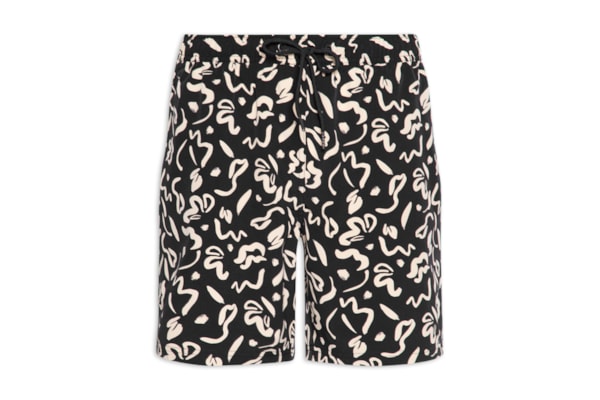 Short Masculino Estampado Beachwear - Preto