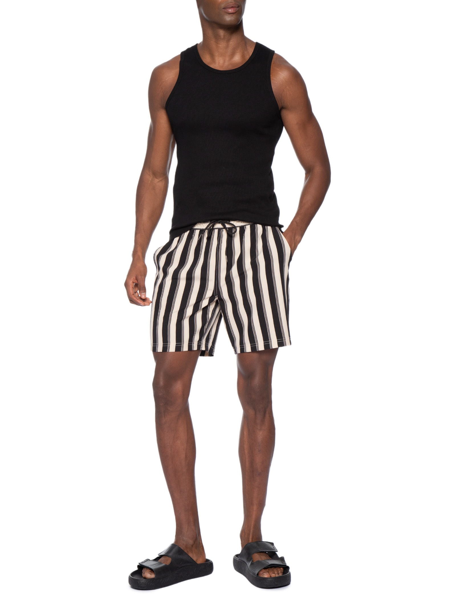 Short Masculino Estampado Beachwear Preto Basiq Men