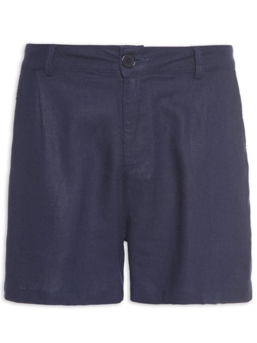 Short Masculino Fluid Linen Pleats – Azul