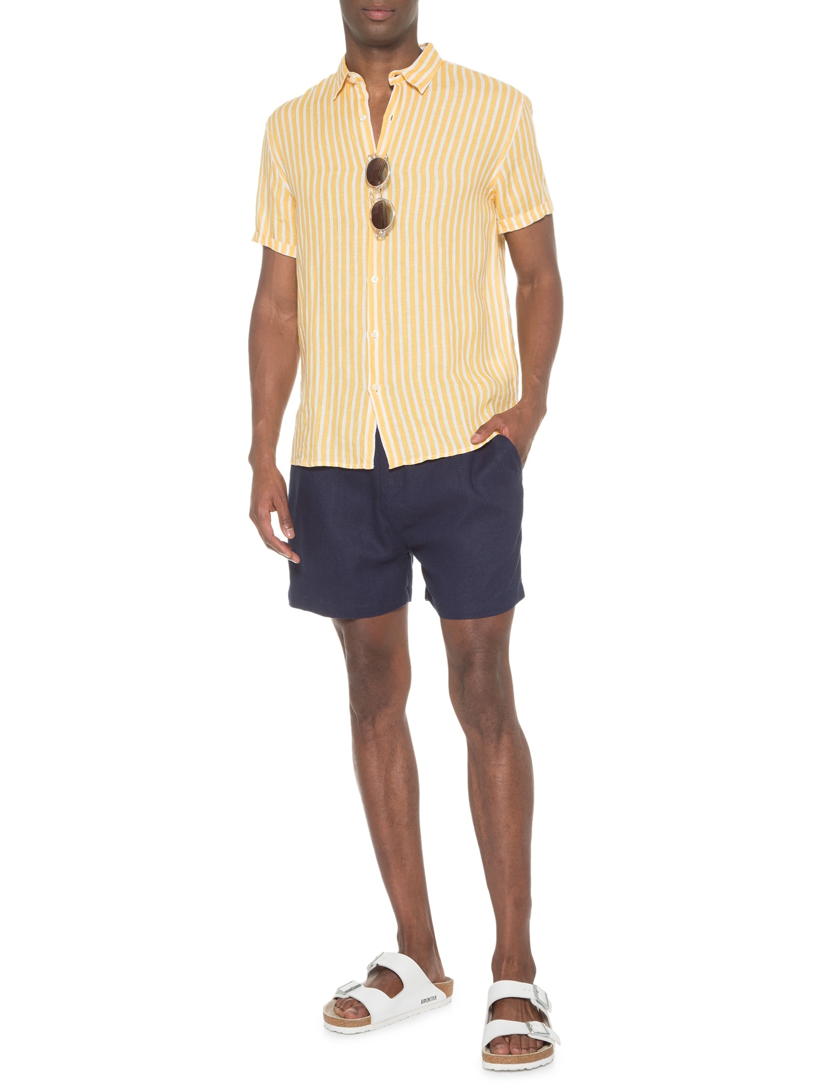 Short Masculino Fluid Linen Pleats Azul Osklen
