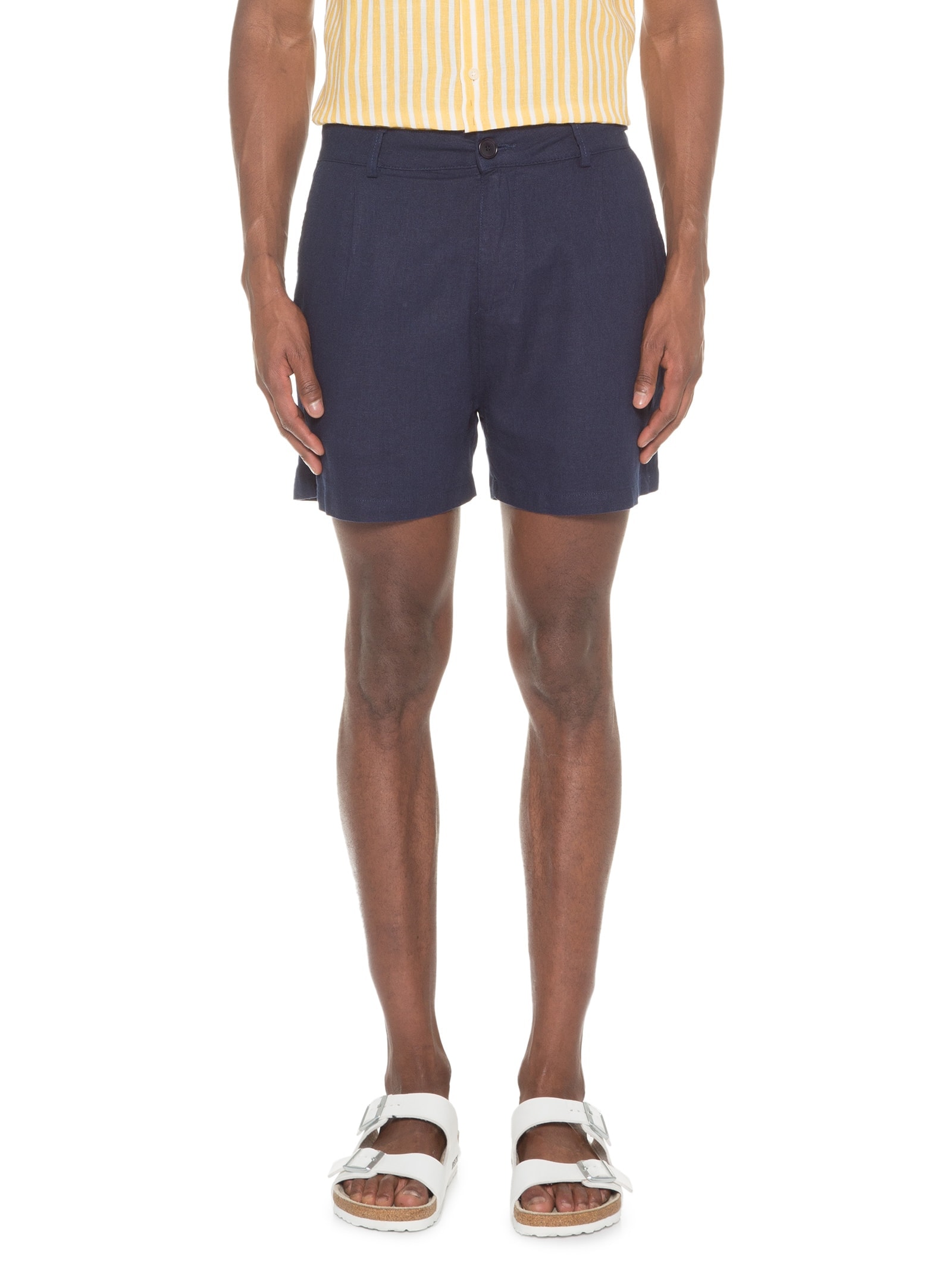 Short Masculino Fluid Linen Pleats Azul Osklen