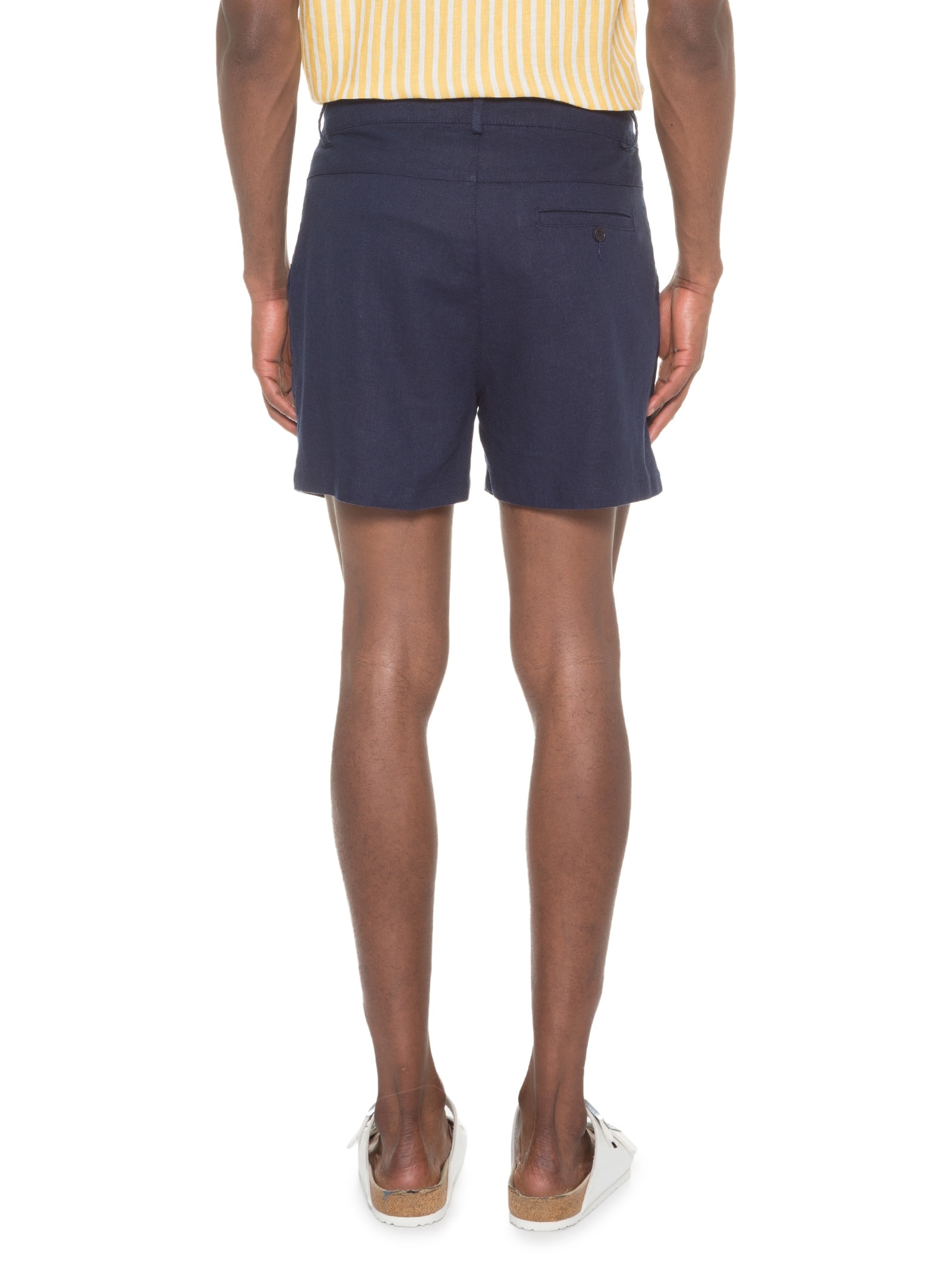 Short Masculino Fluid Linen Pleats Azul Osklen