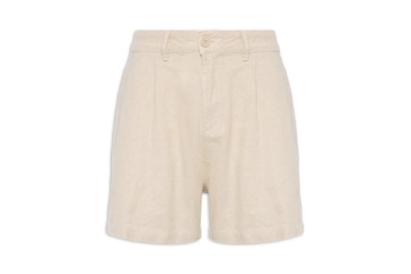 Short Masculino Fluid Linen Pleats - Bege