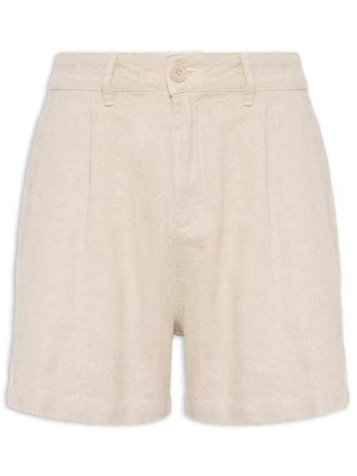 Short Masculino Fluid Linen Pleats – Bege