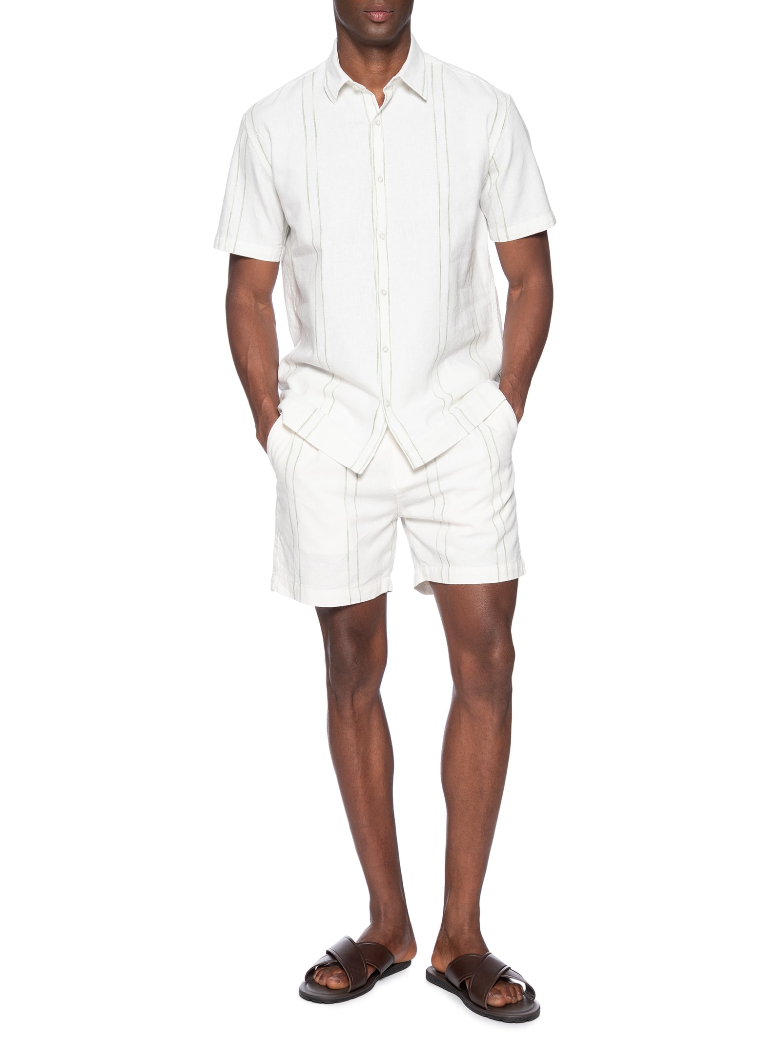 Short Masculino Linho Listra Summer Verde Foxton