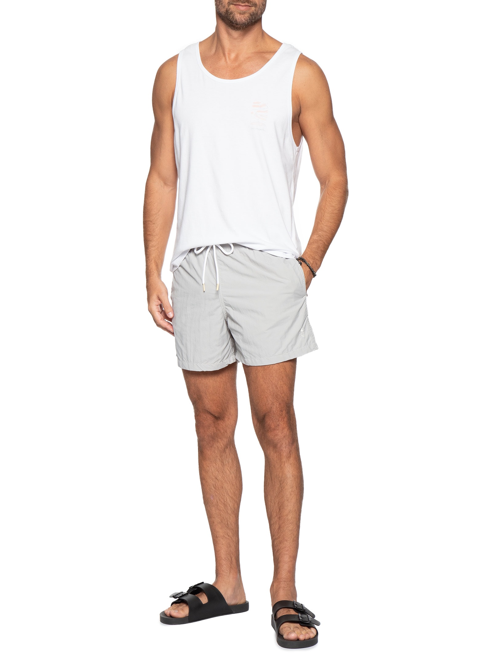 Short Masculino Liso De Praia Cinza Pineapple