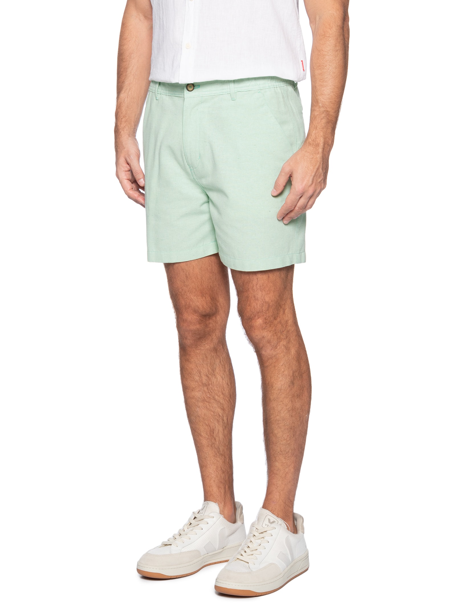 Short Masculino Médio Linen Elástico Verde '2 Essential