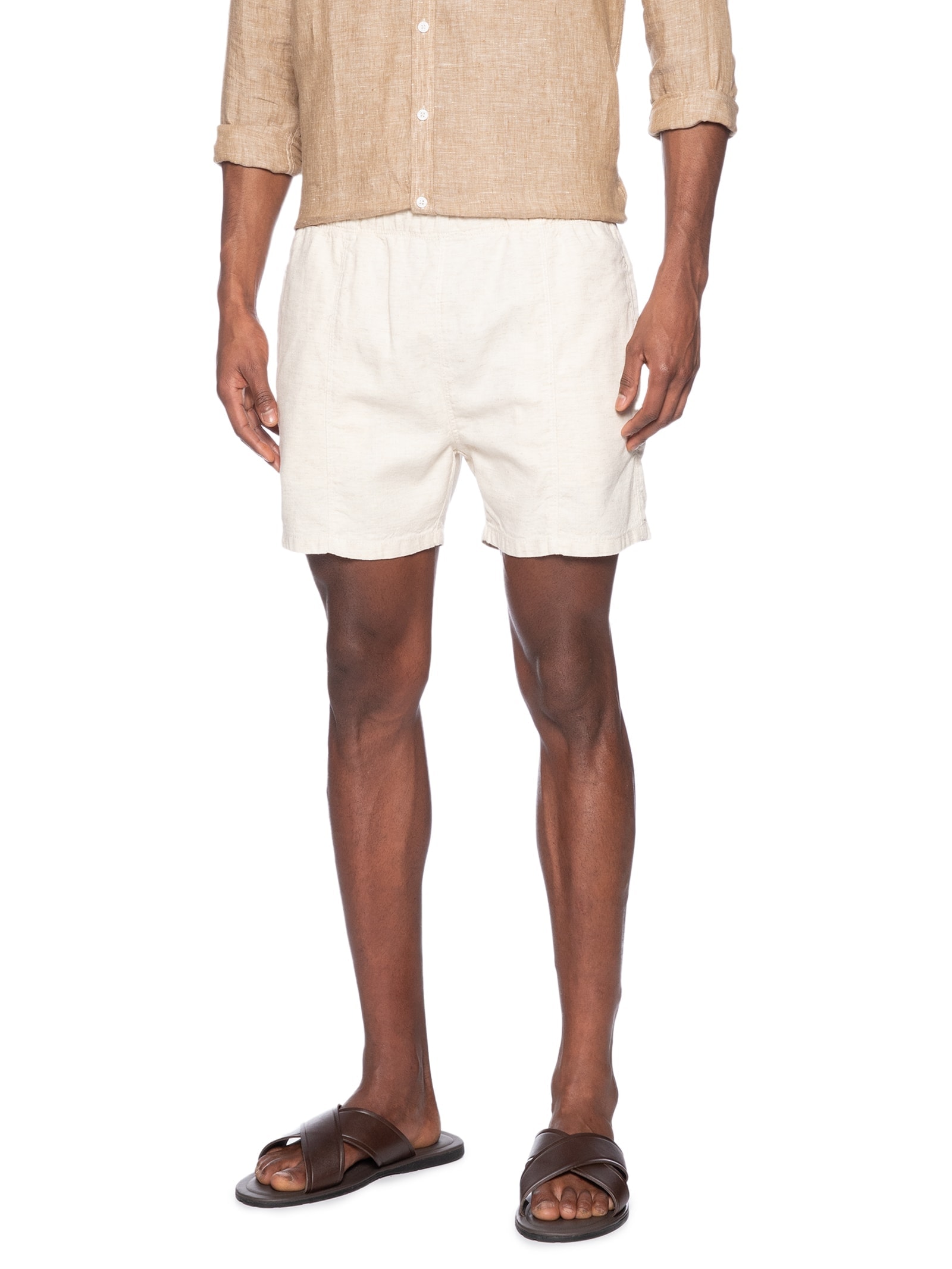 Short Masculino Mix Linho Recortes Bege Foxton