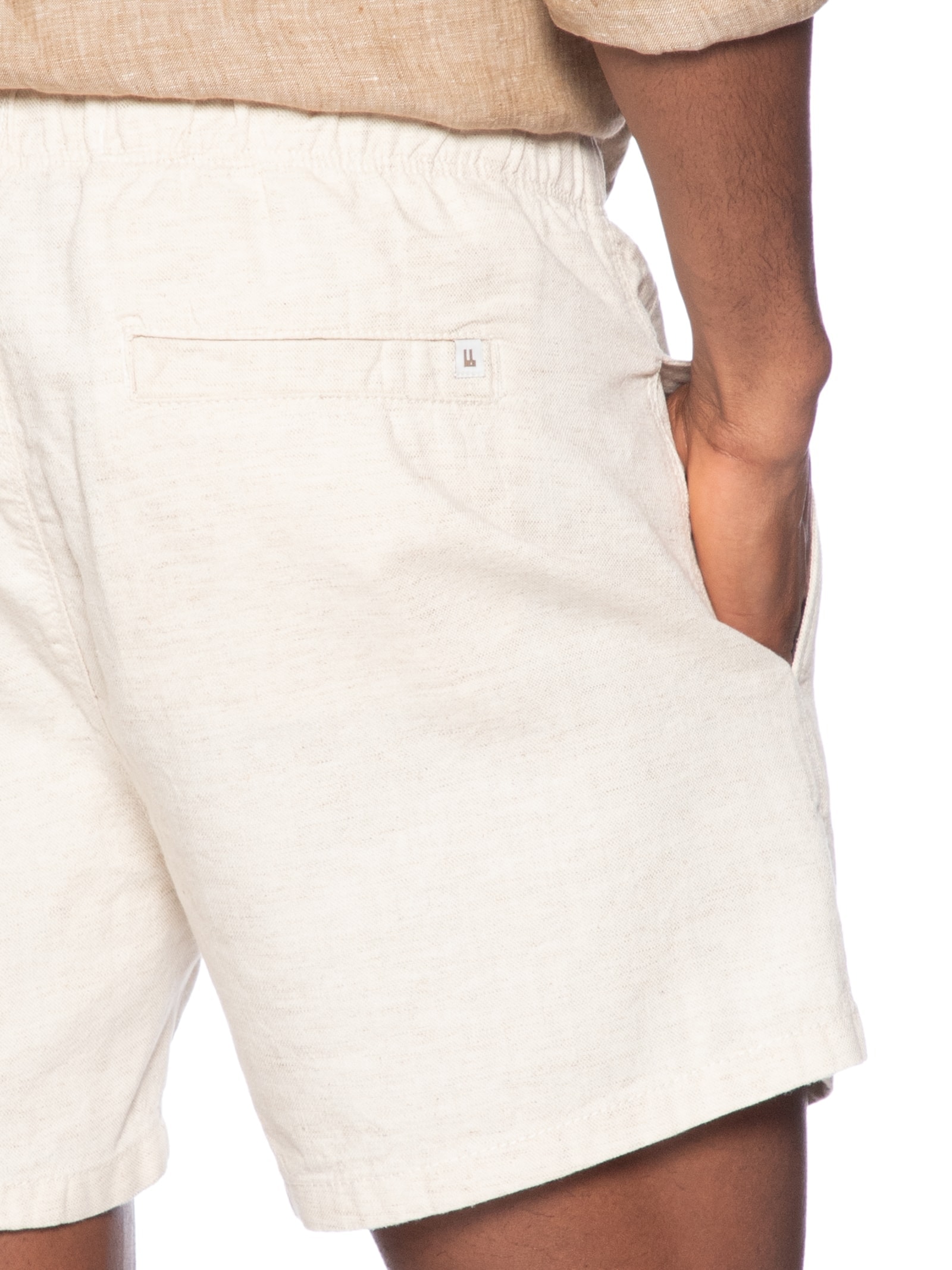 Short Masculino Mix Linho Recortes Bege Foxton