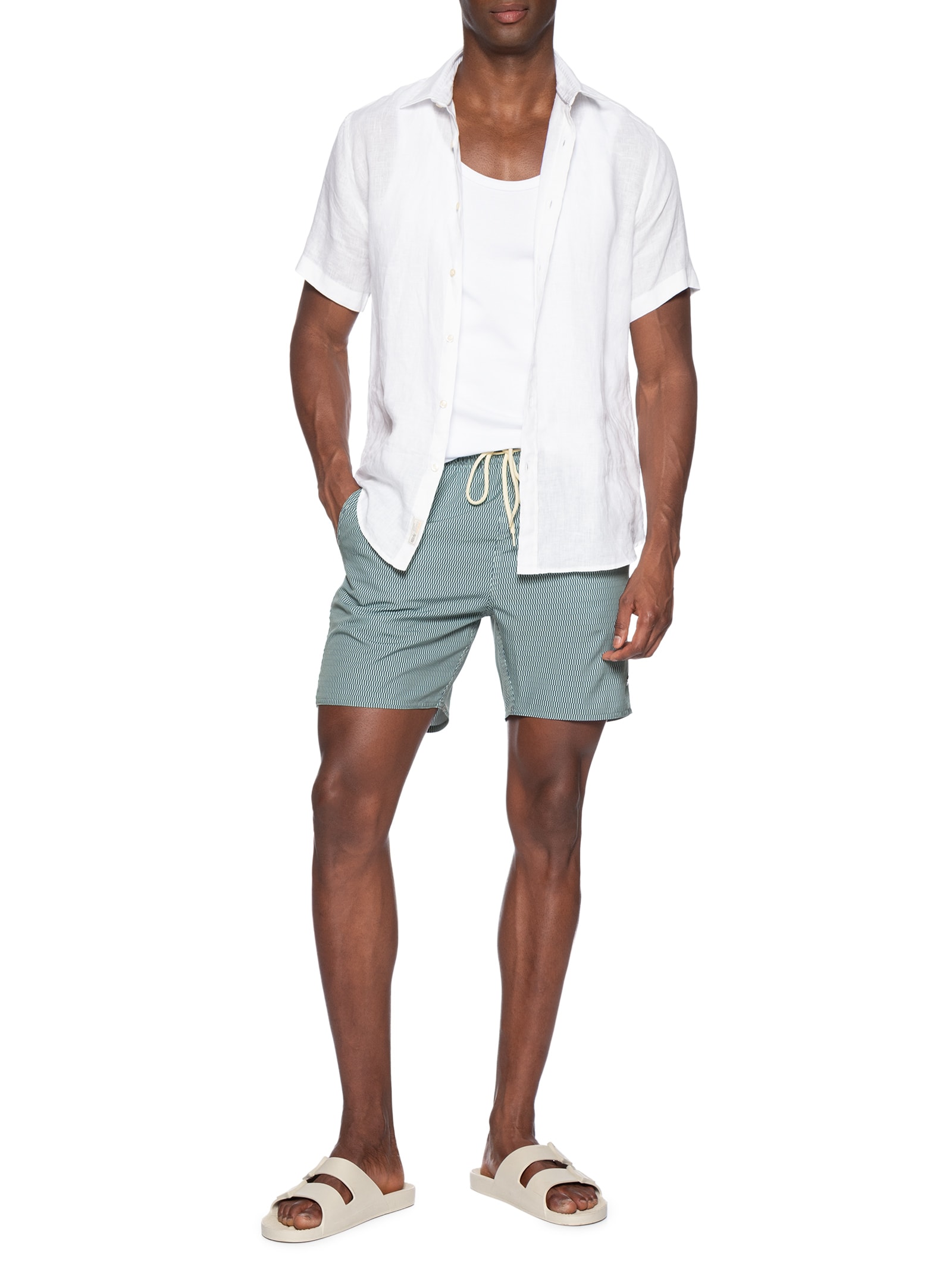 Short Masculino Praia Estampa Gravataria Prisma Verde Sergio K