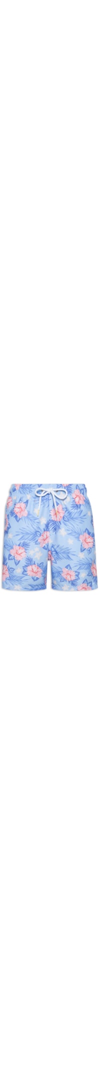 Short Masculino Praia Estampado Hibisco - Azul