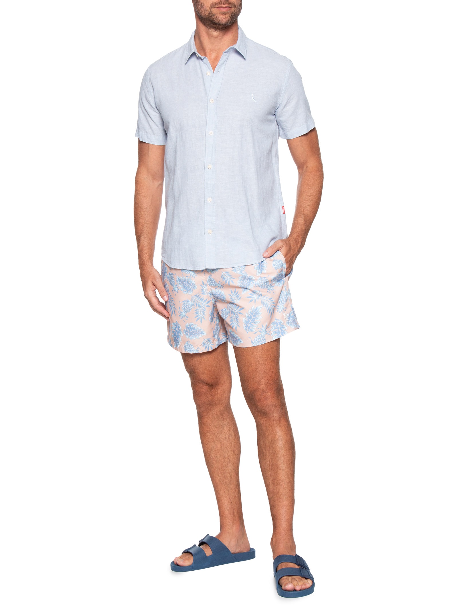Pineapple - Short Masculino Praia Estampado - Laranja