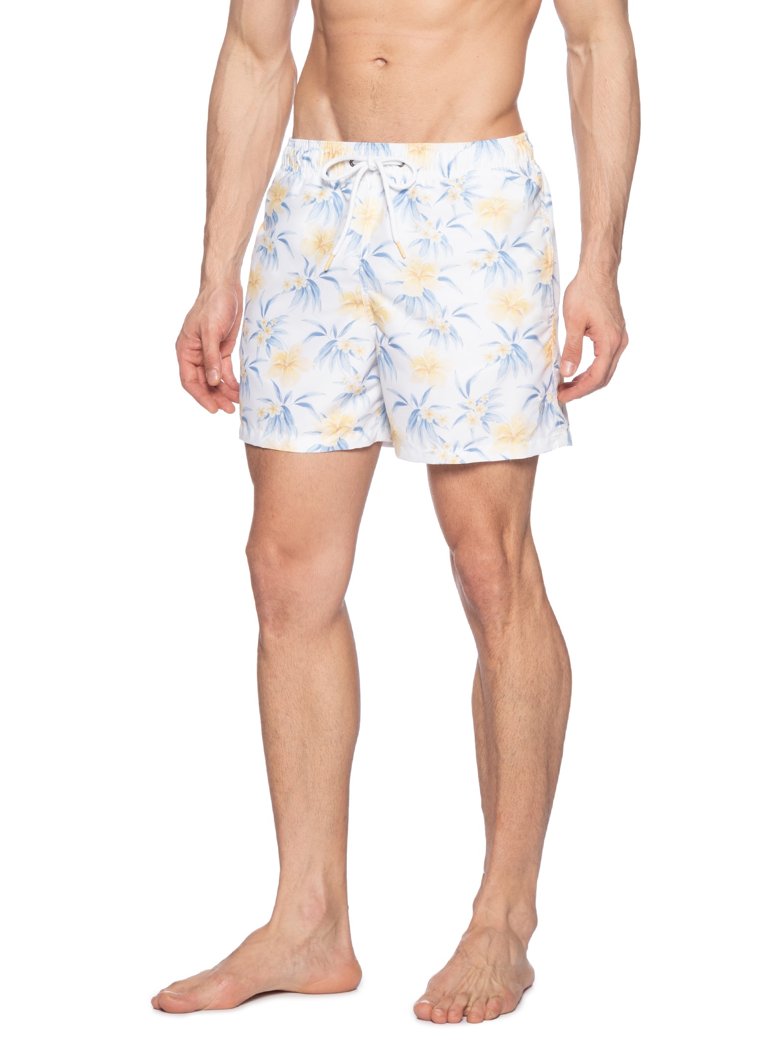 Short Masculino Praia Hibísco Branco Pineapple