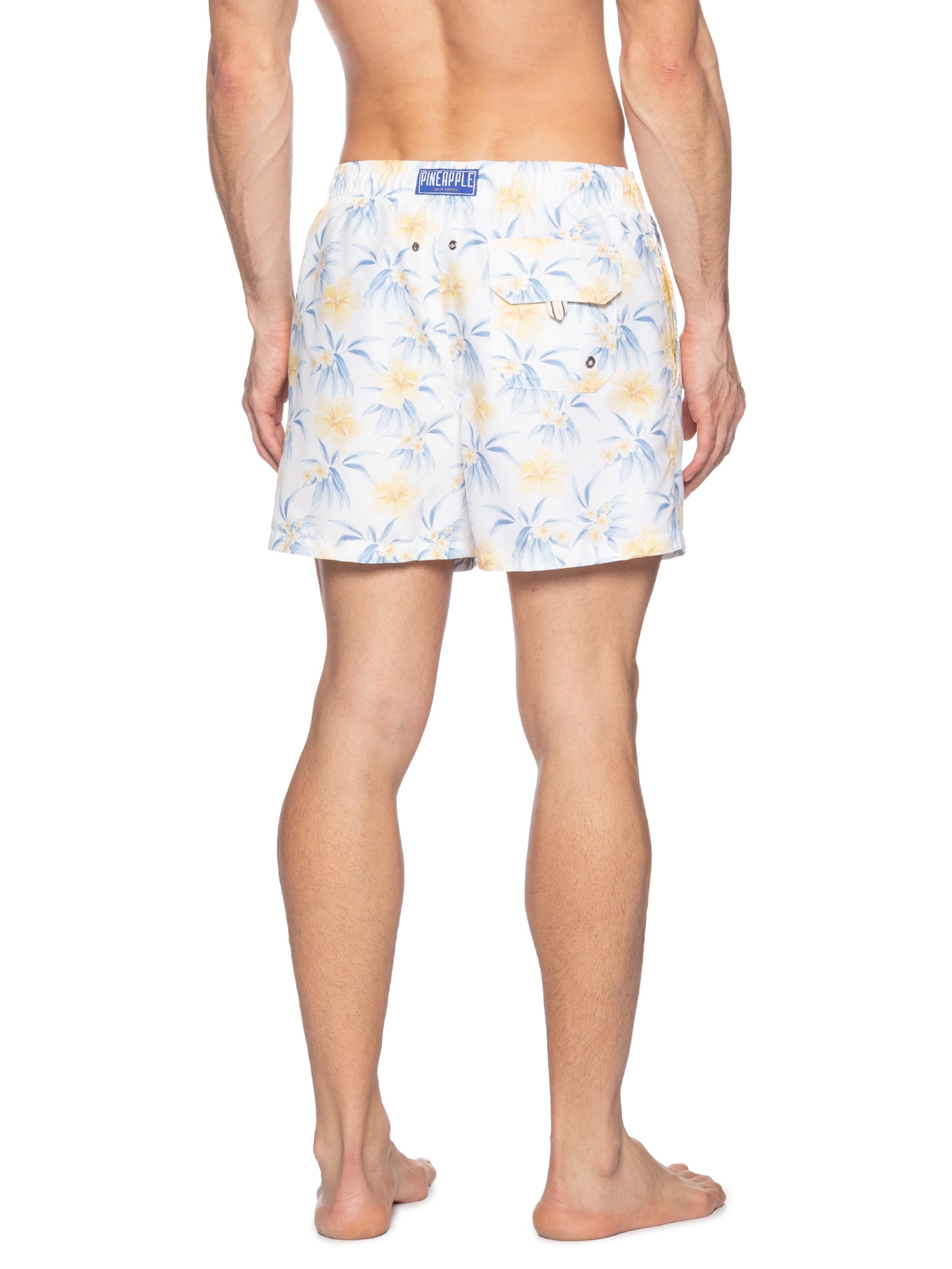 Short Masculino Praia Hibísco Branco Pineapple
