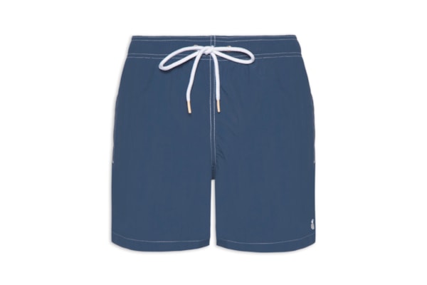 Short Masculino Praia Liso - Azul Acinzentado