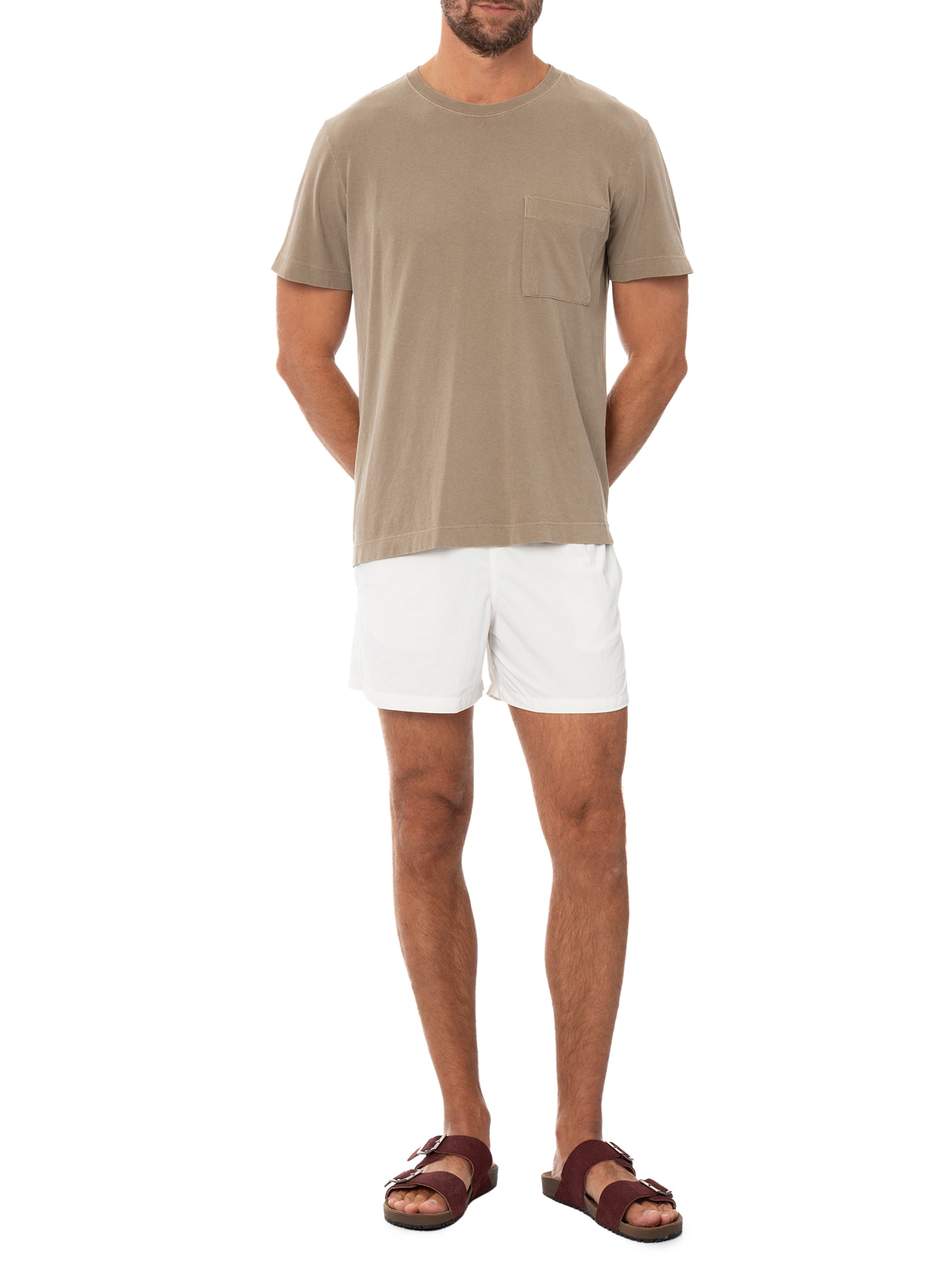 Short Masculino Praia Liso Branco Pineapple