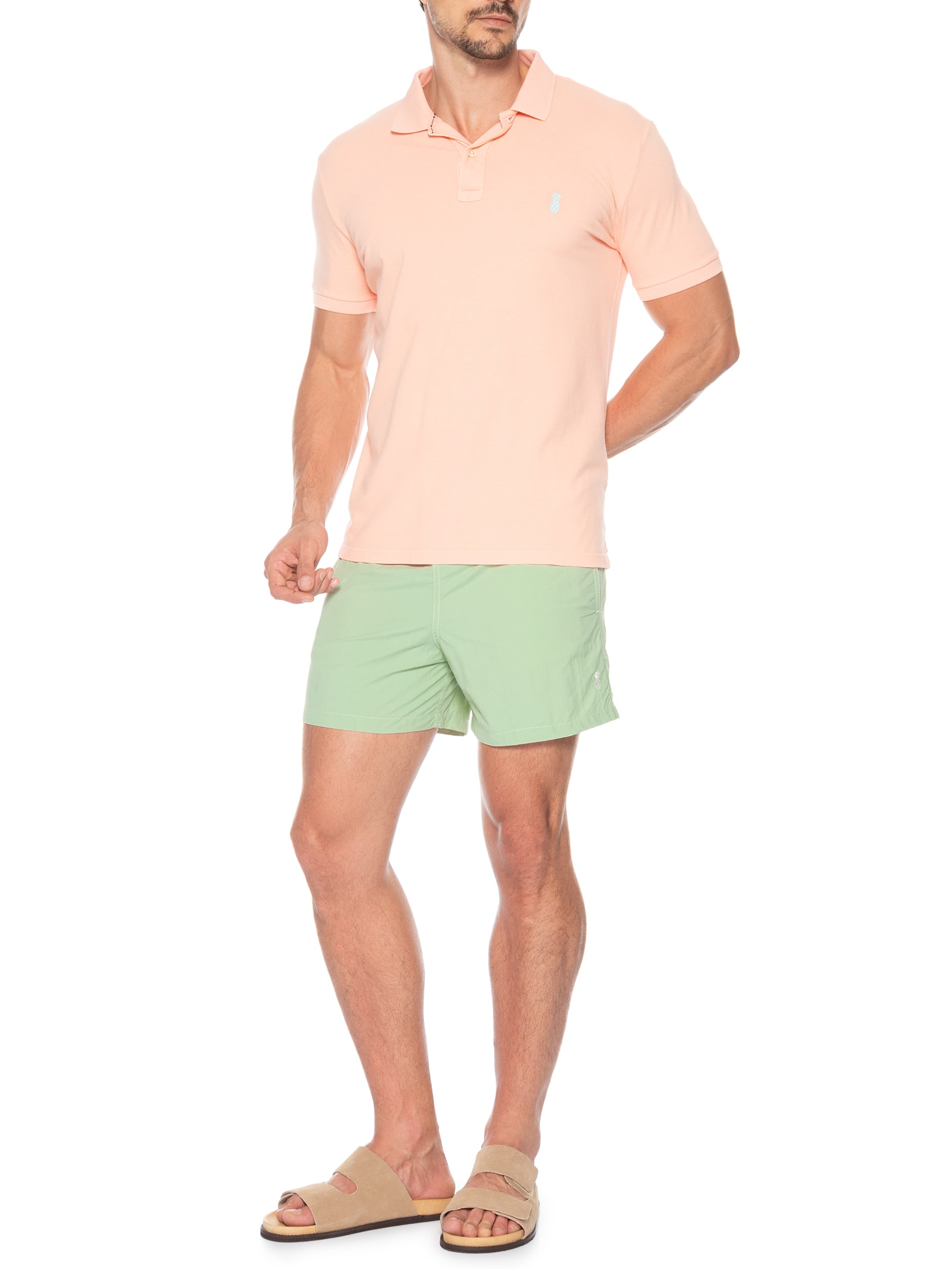 Short Masculino Praia Liso- Verde Pineapple